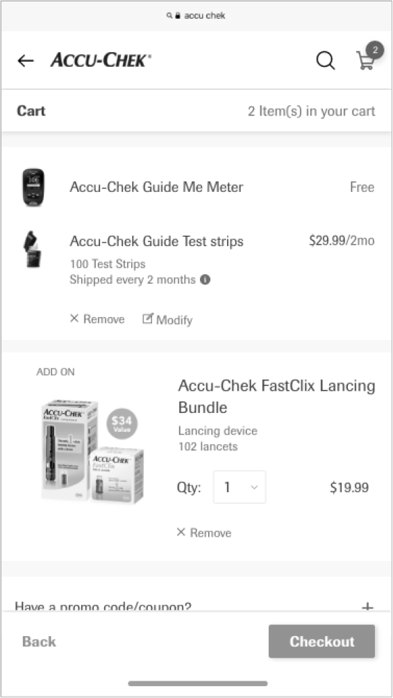 Checkout flow, step 1 of 3