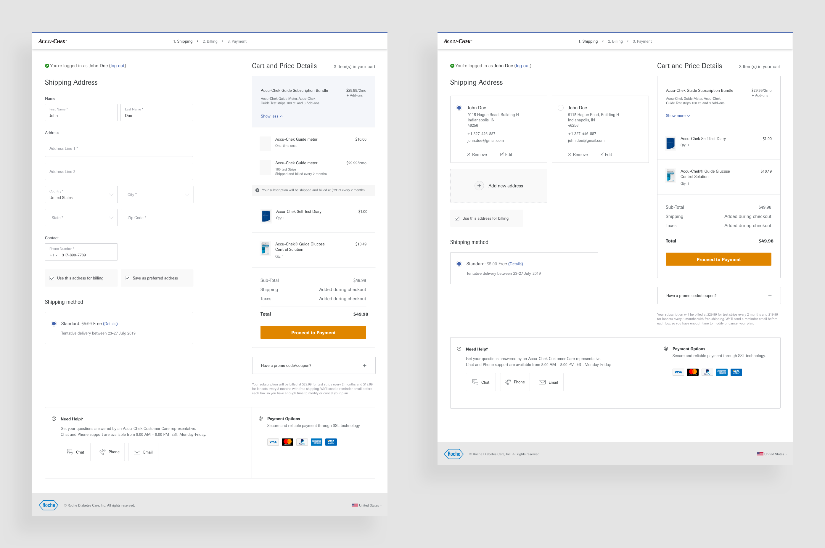 Final Shipping page design