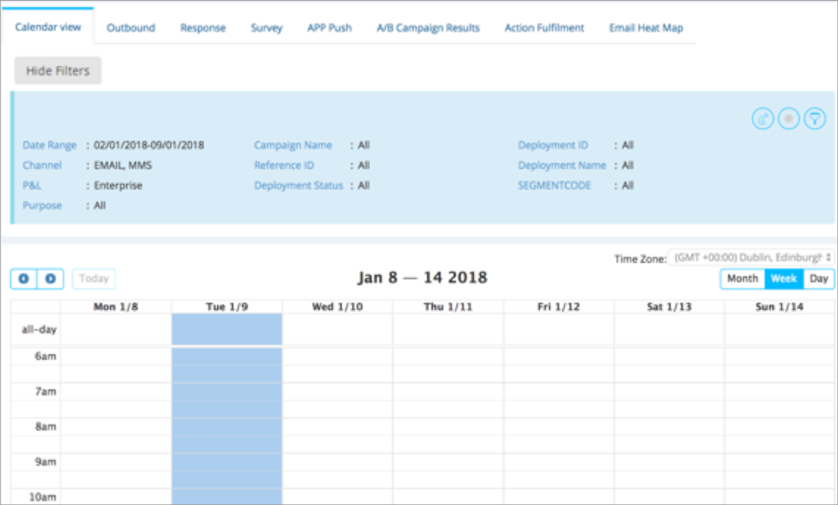 Calendar view — Before