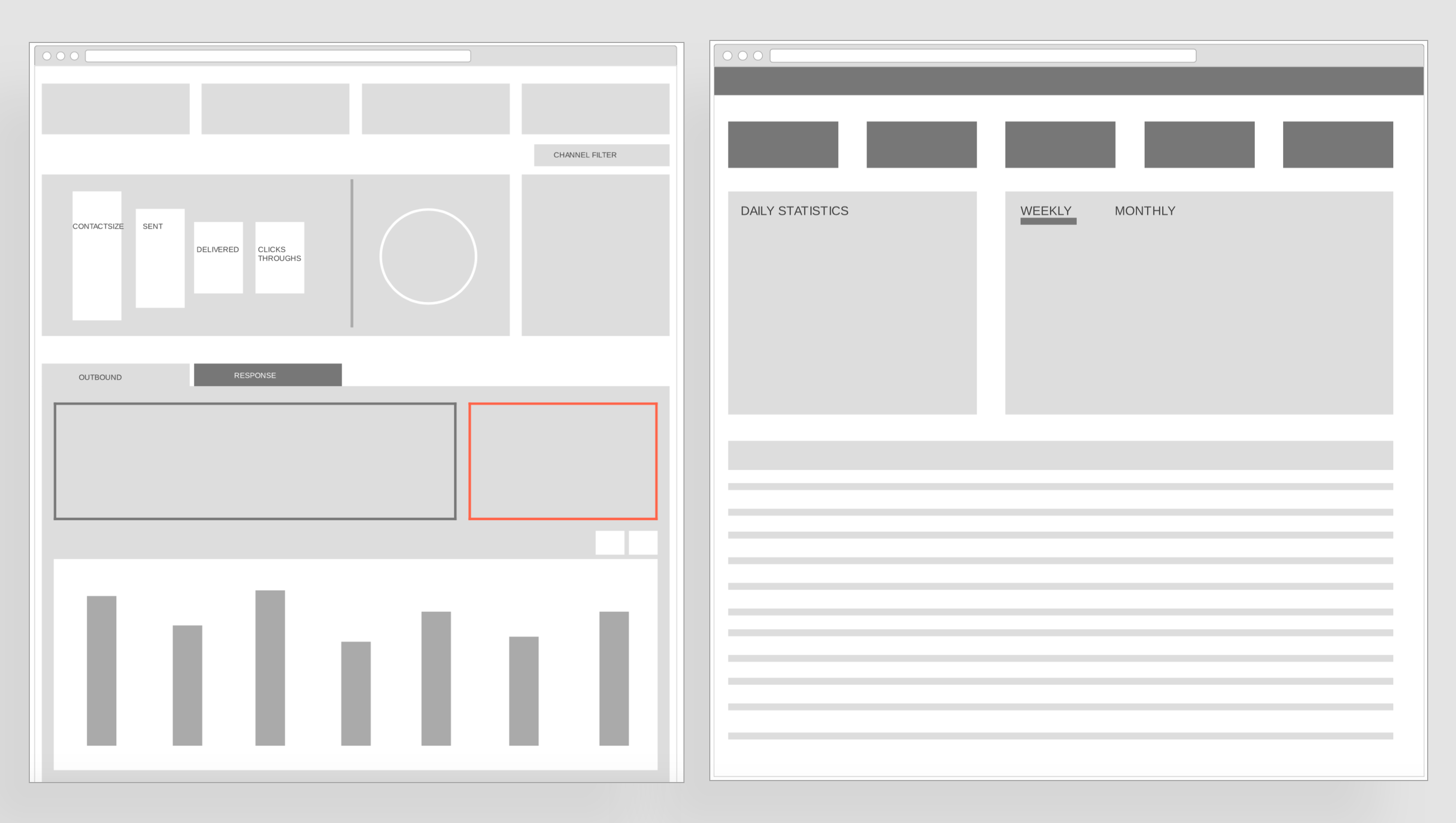 Early block-based dashboard wireframe